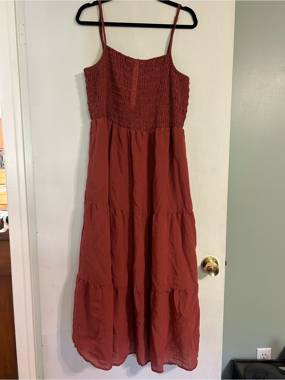 Universal Thread Rust Smocked Tiered Maxi Dress